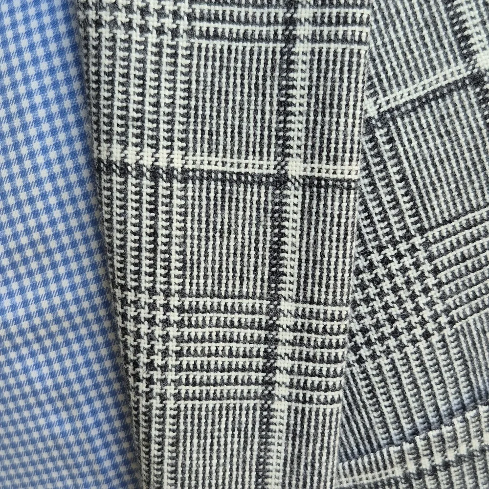 EXPRESS Grey White Plaid Wool Cotton Blend Sz 40 R Extra Slim‎ Mens Sport Coat